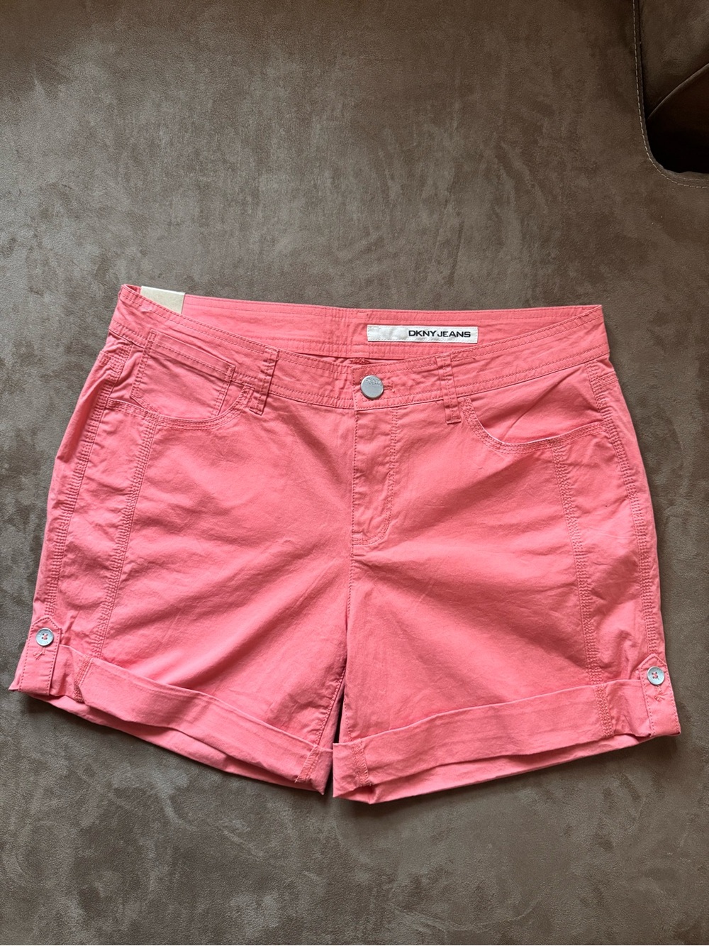 DKNY Jeans Coral Pink Women's Casual Bermuda Shorts NWT Size 10